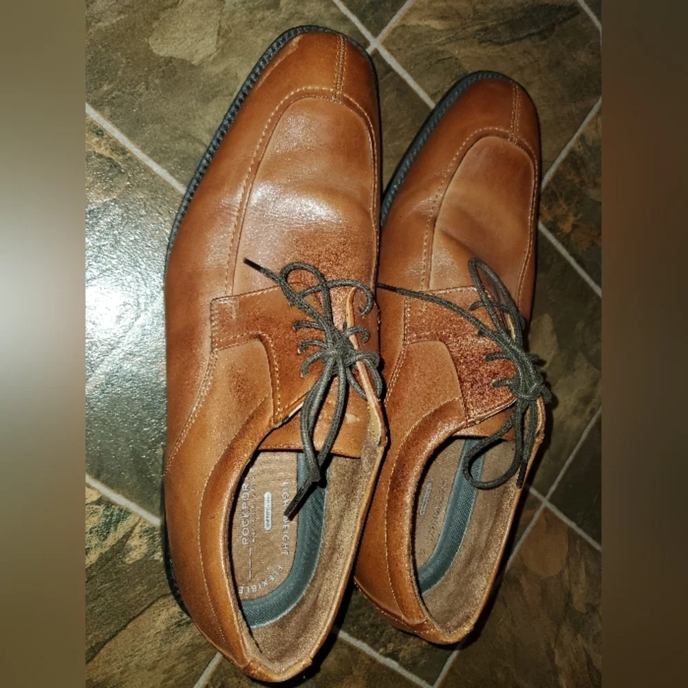 Rockport Shoes Mens 11.5 11-1/2 Brown Leather Upper‎ Lightweight Lace Up Oxford